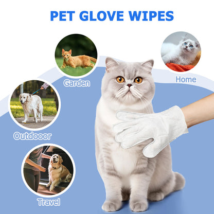 Cleaning Wipes Gloves for Dog and Cat,Pet Bathing Wipes Cleaning & Deodorizing,Dog Wipes for Body Paws Butt Daily Care,Cat Grooming Wipes Cleaning Fur Traveling Rinse Free,6Pcs-1Pack