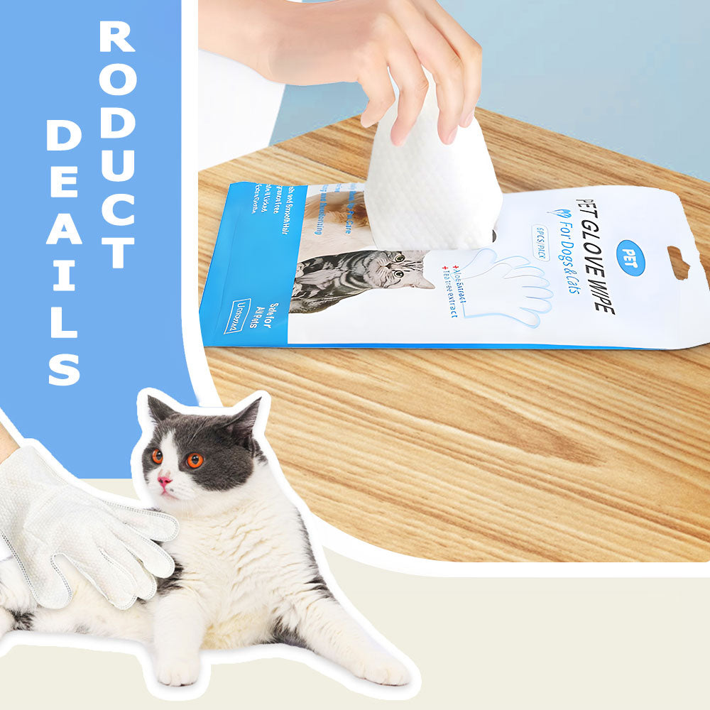 Cleaning Wipes Gloves for Dog and Cat,Pet Bathing Wipes Cleaning & Deodorizing,Dog Wipes for Body Paws Butt Daily Care,Cat Grooming Wipes Cleaning Fur Traveling Rinse Free,6Pcs-1Pack