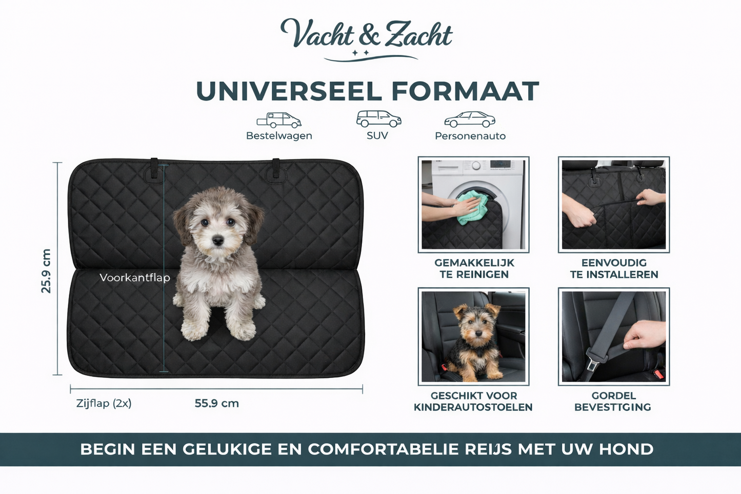 Waterdichte Auto Achterbankbeschermer voor Honden – Beschermmat tegen Vuil & Natte Poten